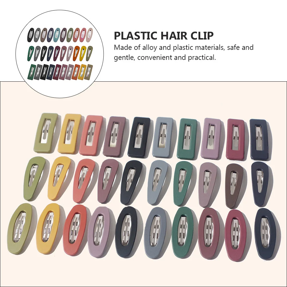 

30pcs Hollow Hairpins Simple Fresh Design Alloy Plastic Material For Bangs Side Hair Stylish Girls Barrette Set Plastic Hair