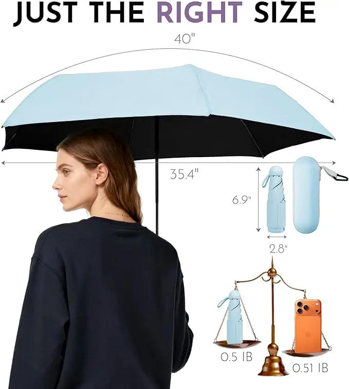 GMOX New Mini Capsule Folding Umbrella UPF50+ Portable Sun Rain Umbrella Dual Use Protection Vinyl Travel Accessoreis for Outdoor