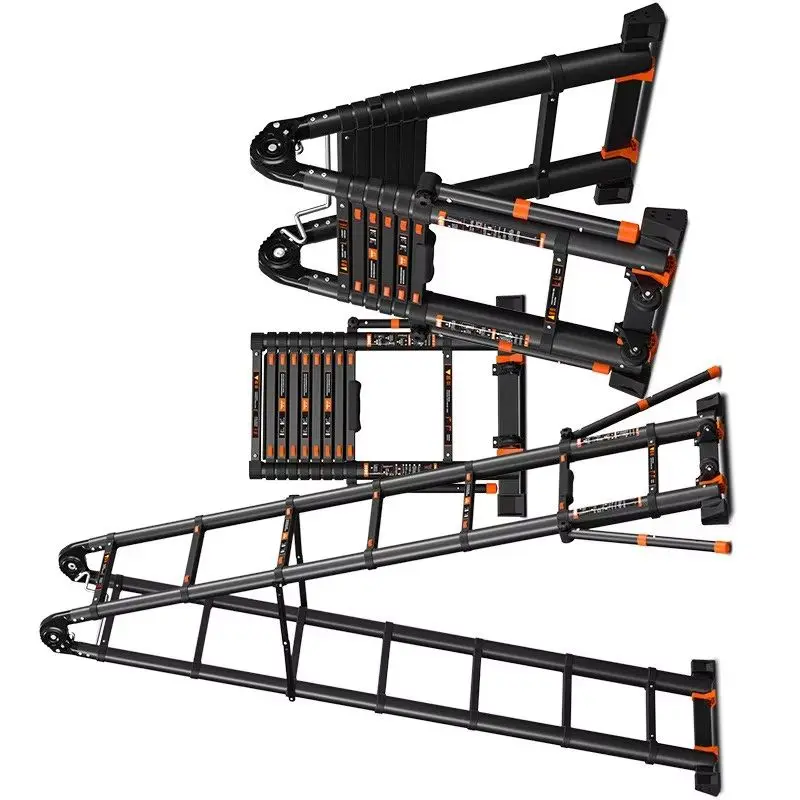 Multifunctional Folding Telescopic Aluminum Alloy Ladder 2.1x2.1m Herringbone Straight Dual-Purpose Anti-Shake Thickened Design