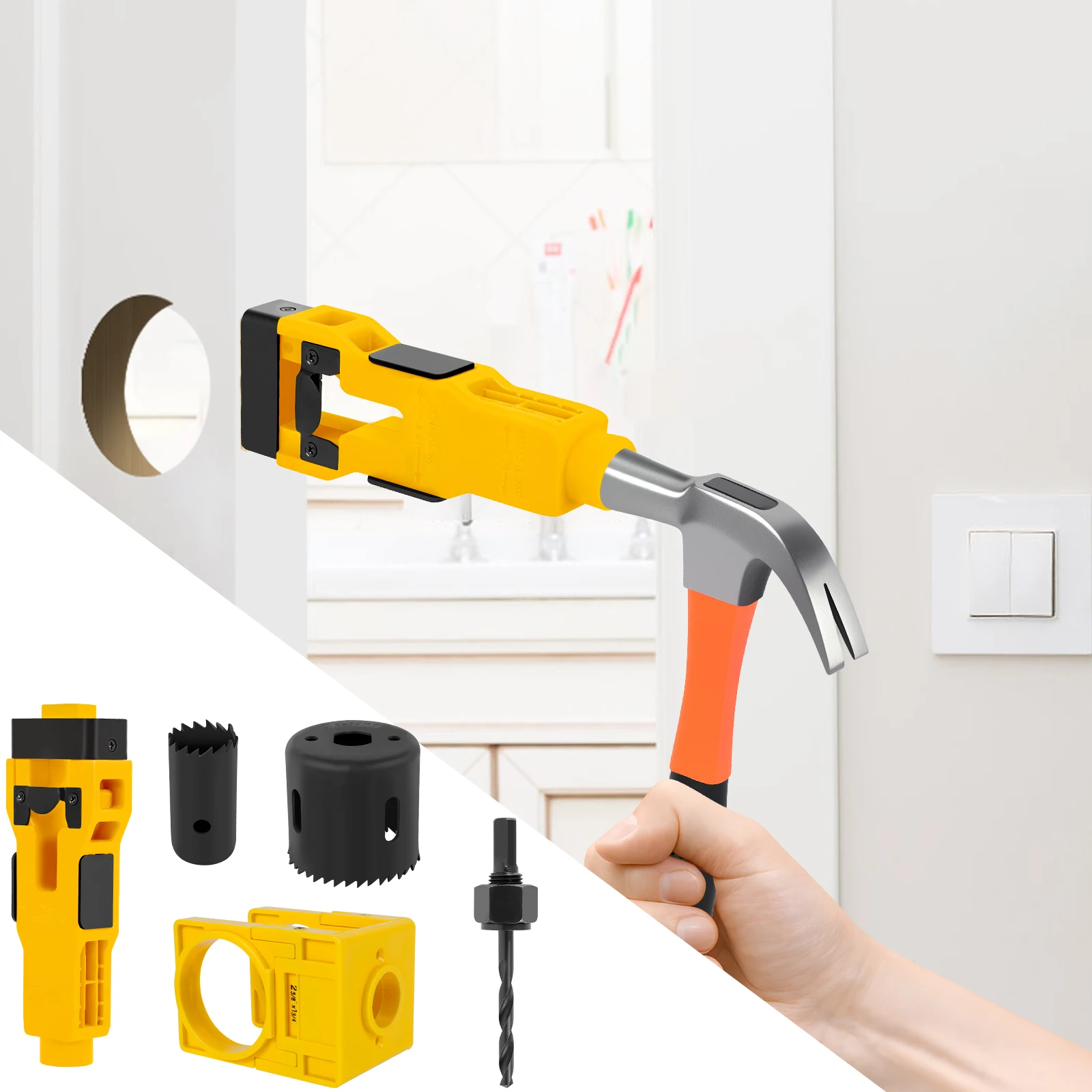 

Регулируемый врезной инструмент для дверной защелки. Удобная ручка. Монтажный комплект дверной защелки. Набор инструментов для врезной установки защелки.