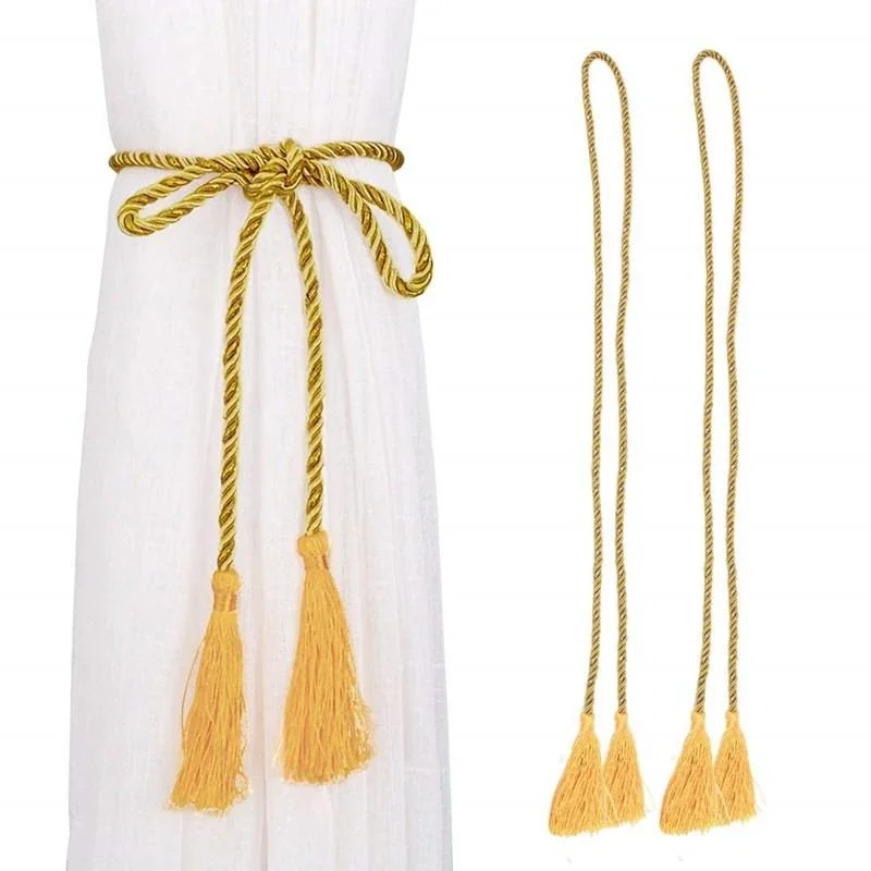 1Pcs Curtain Gold Tassel Tie Rope Curtain Clip Tiebacks for Curtains Accessories Gold Tie Backs Polyester Curtain Holder