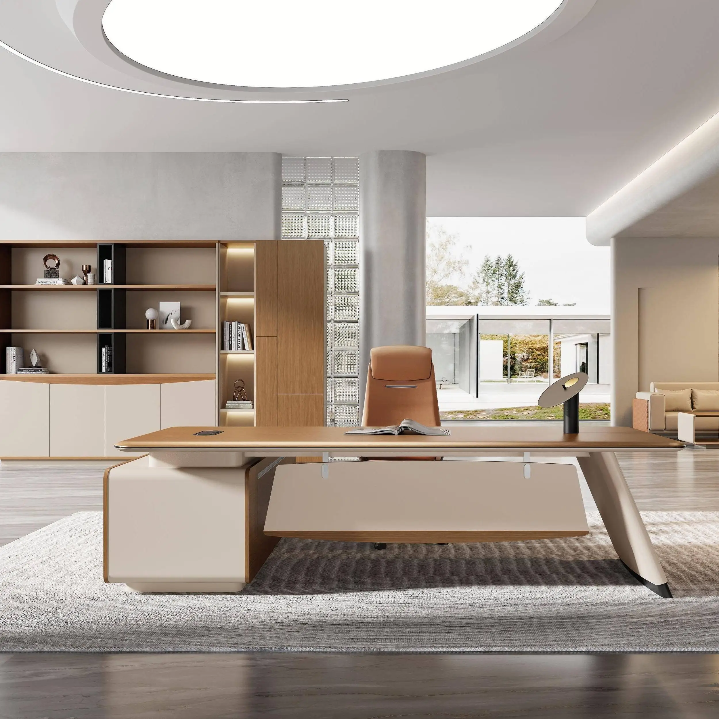 Executive Manager Desk Modern Office Managerial Table Boss Luxury Executive Set Desk With Side Cabinets