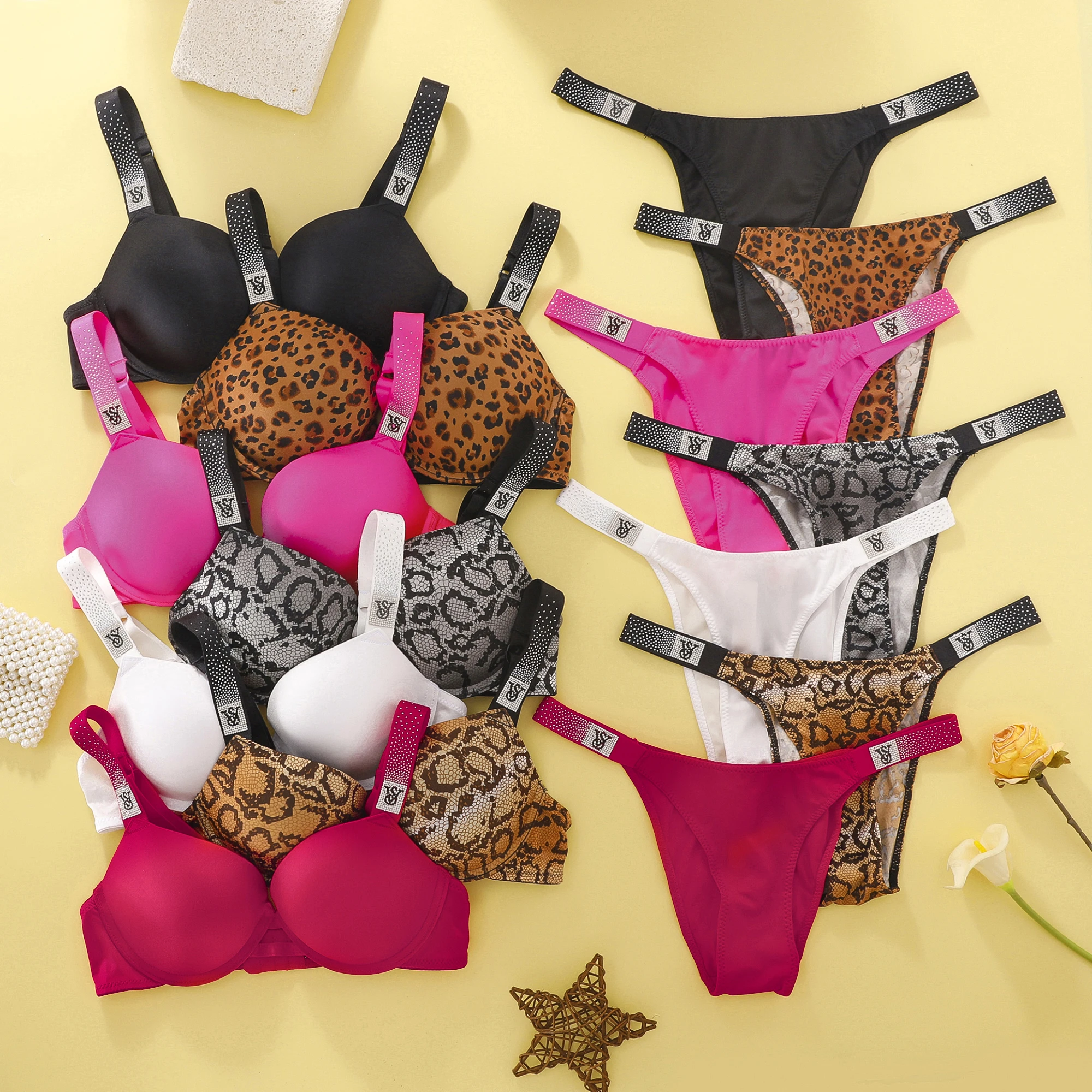 

Новый комплект женского сексуального кружевного белья Victoria's Secret: бюстгальтер пуш-ап на косточках и трусики, пеньюар, комплект для сна