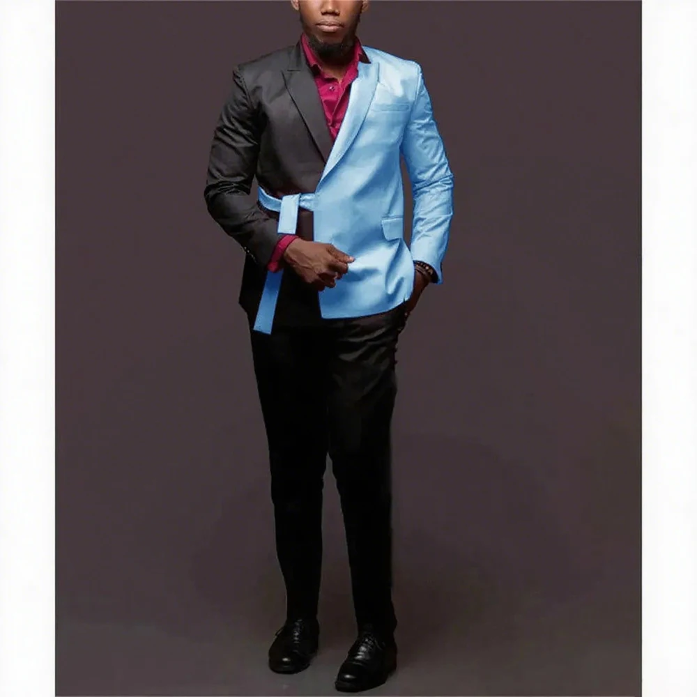 Graceful Men ชุด Double Breasted Blazer งานแต่งงานเจ้าบ่าว Tuxedo ชุดสูท 2 ชิ้น SLIM FIT เสื้อกางเกงเครื่องแต่งกาย Homme