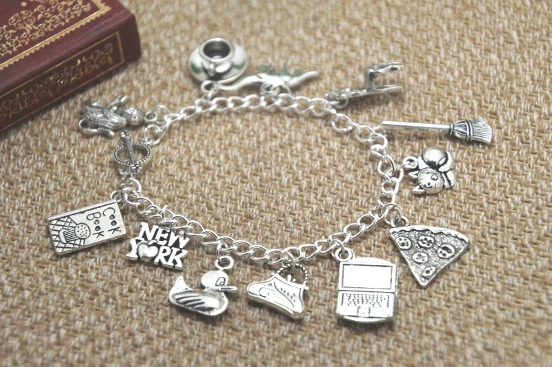 

12pcs FRIENDS inspired bracelet Coffee Cup Dinosaur Sofa Broom Cat pizza Fairy Duck bracelet