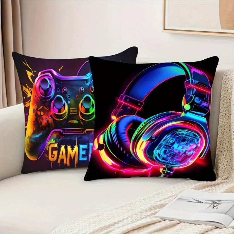 VIKAMA Game Controller Throw Pillow Cover for Boys' Bedroom, Game Room Decoration, Living Room Sofa Cushion Cover