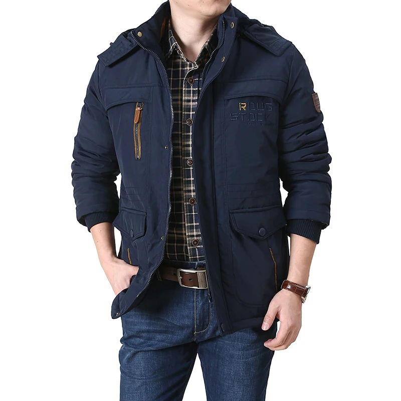 

Mens Windbreaker Fleece Thick Warm Fur Coats Male Retro Hooded Streetwear Overcoats Winter Parkas Men's Classic Jackets 6XL