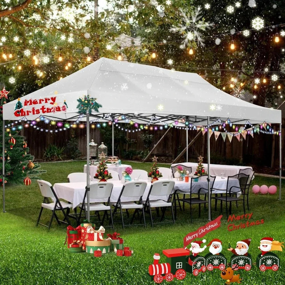 10x20 Heavy Duty Pop up Canopy Tent with 6 sidewalls, Outdoor Wedding Party Tents All Season Wind & Waterproof Gazebo Roller Bag