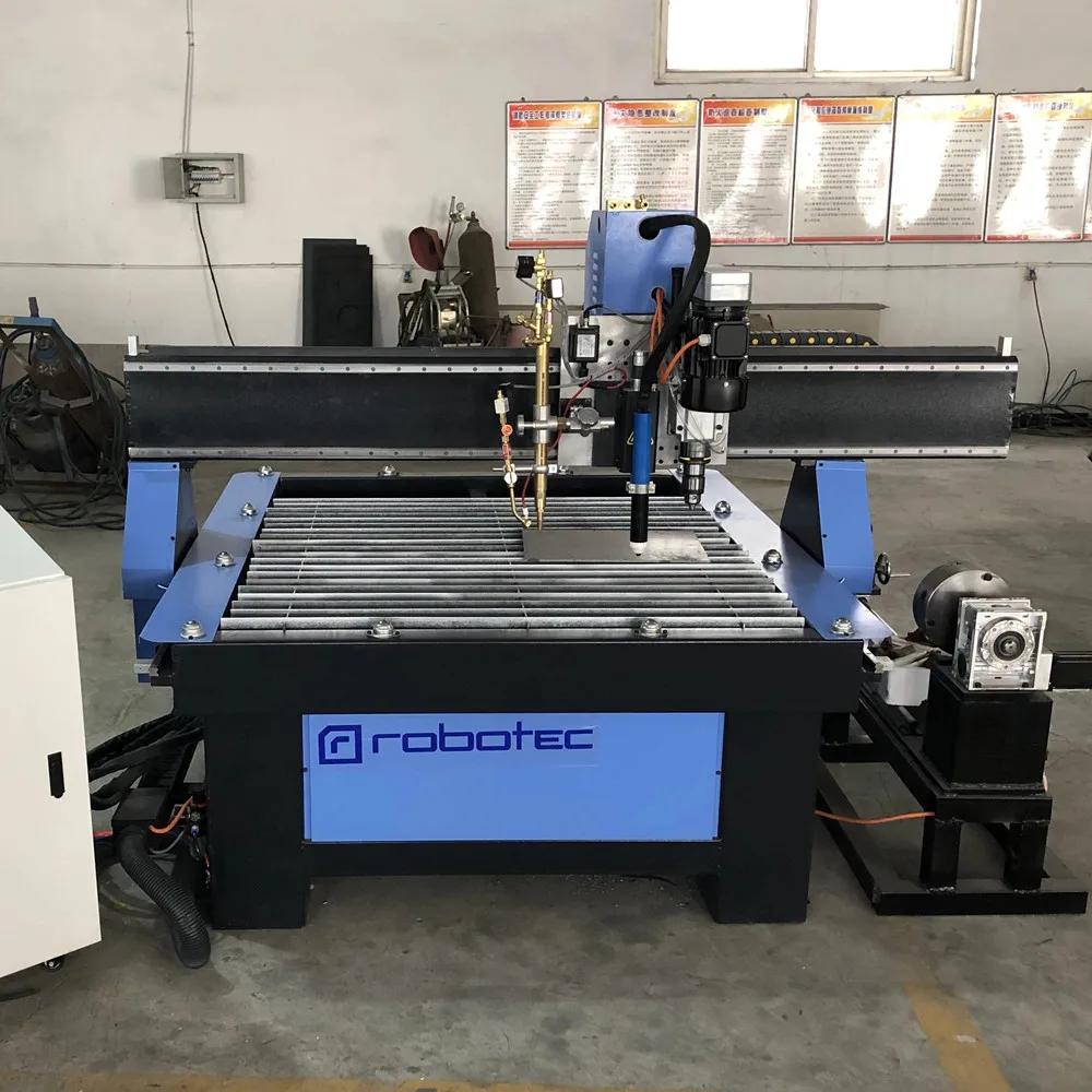 Robotec metal cutting cnc plasma cutter 25mm e tavolo da taglio a fiamma con taglio di tubi 1313/1325 macchina da taglio al plasma