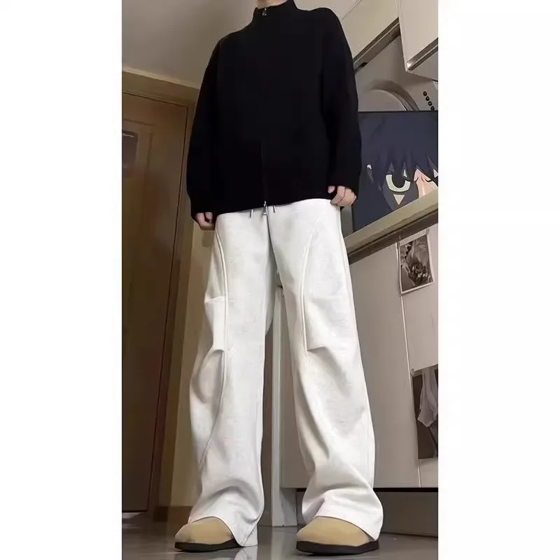 

plus Size 300 Pou American Sle Casual Wide Leg Pants Men Autumn Winter Straight Cut Trousers Comfortable Breathable Poly...