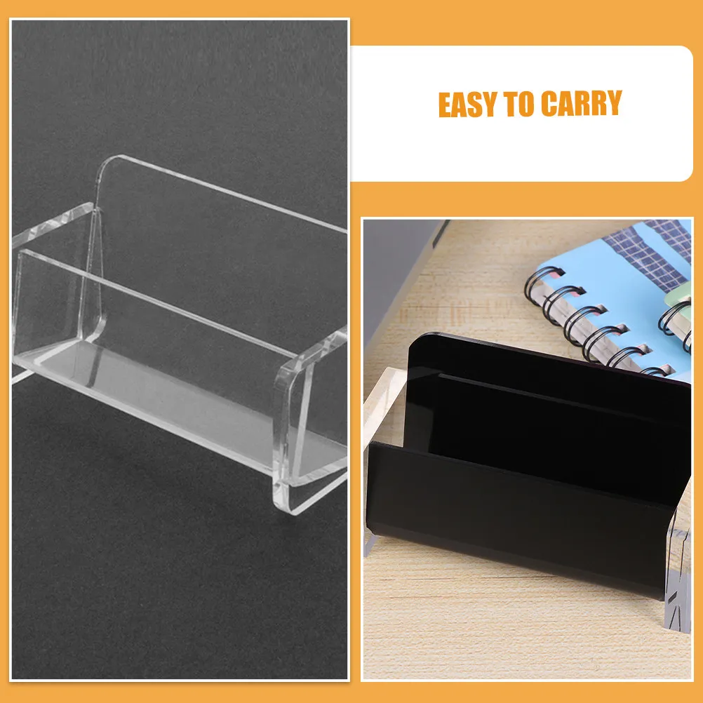 2pcs Acrylic Business Holder Display Stand Organizer For Office Desk Storage Small Compact Card Box For Business Cards view 2