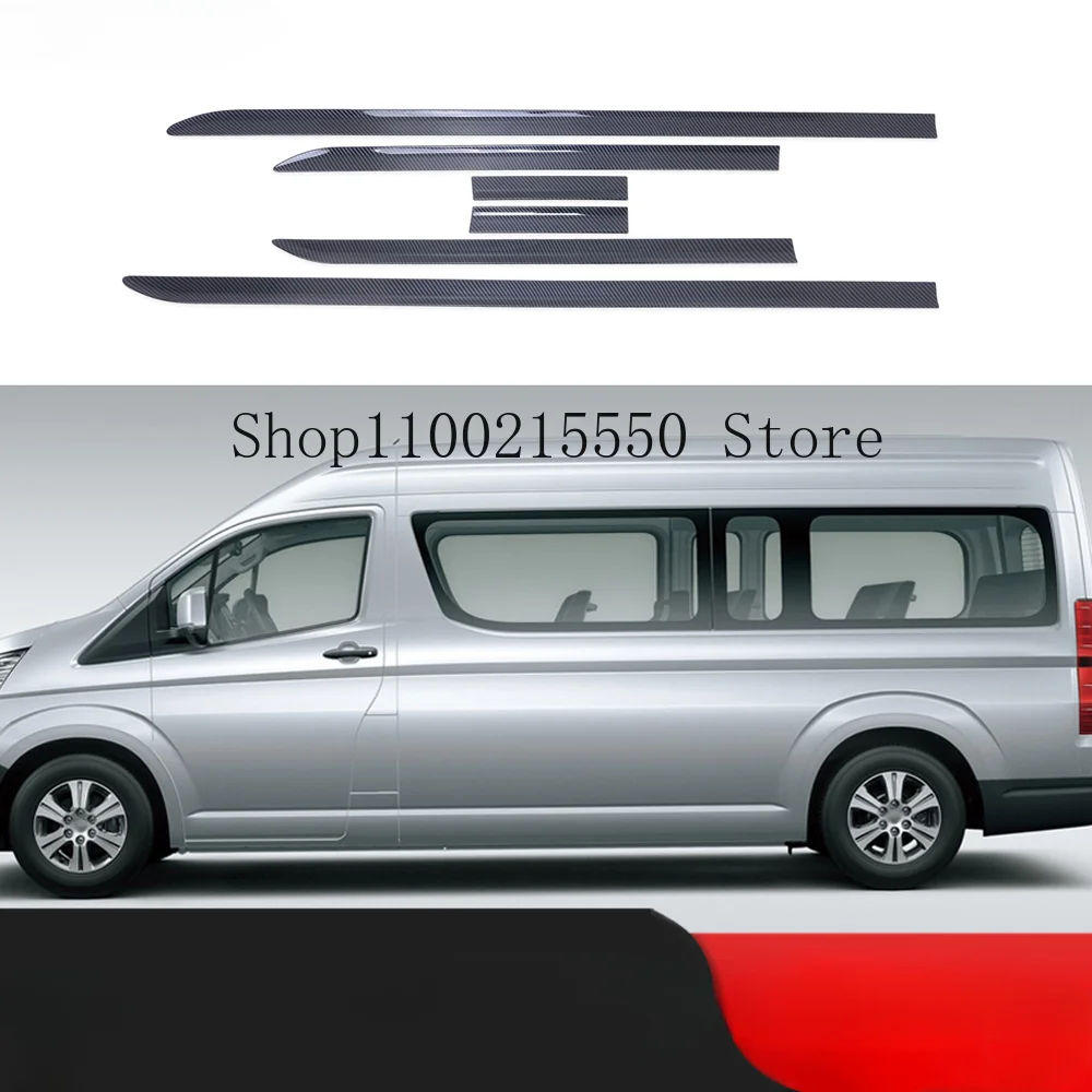 

Для Toyota HiAce 300 Granvia 2019 - 2023 углеродная Автомобильная Боковая дверь молдинг отделка Декоративная полоса аксессуары