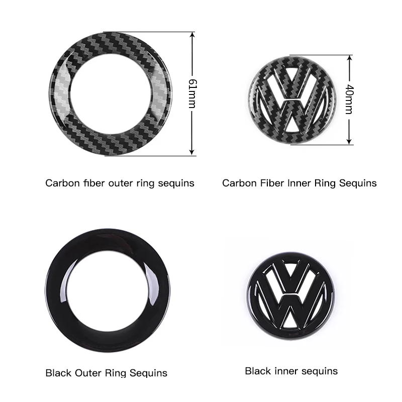 탄소 섬유 자동차 엠블럼 스티어링 휠 장식 스티커 액세서리, VW GTI 폴로 골프 파사트 티구안 아르테온 투아렉 타이고용