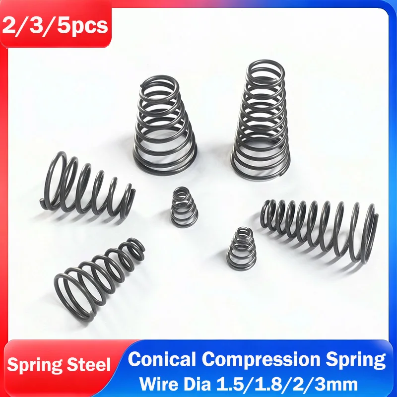 Wire Diameter 1.5/1.8/2/3mm Spring Steel Taper Wire Compression Spring Conical Springs Tower Spring Heigth 15-70mm
