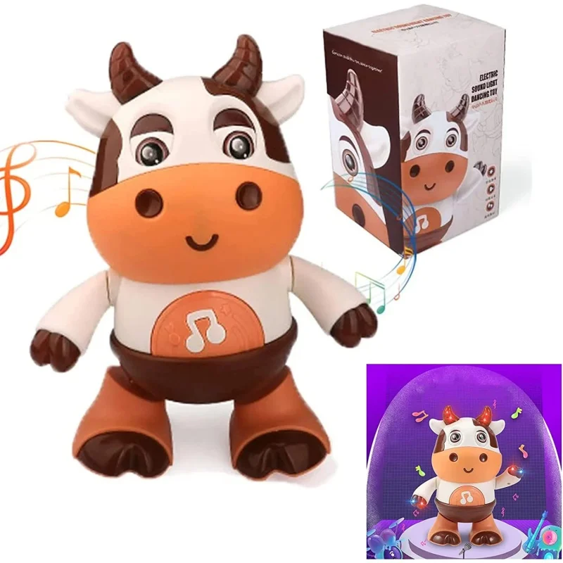 2023 Hot Sales Electric Educational Baby Cow Musical Toys Animal Electric Dancing Cow With Music And Light