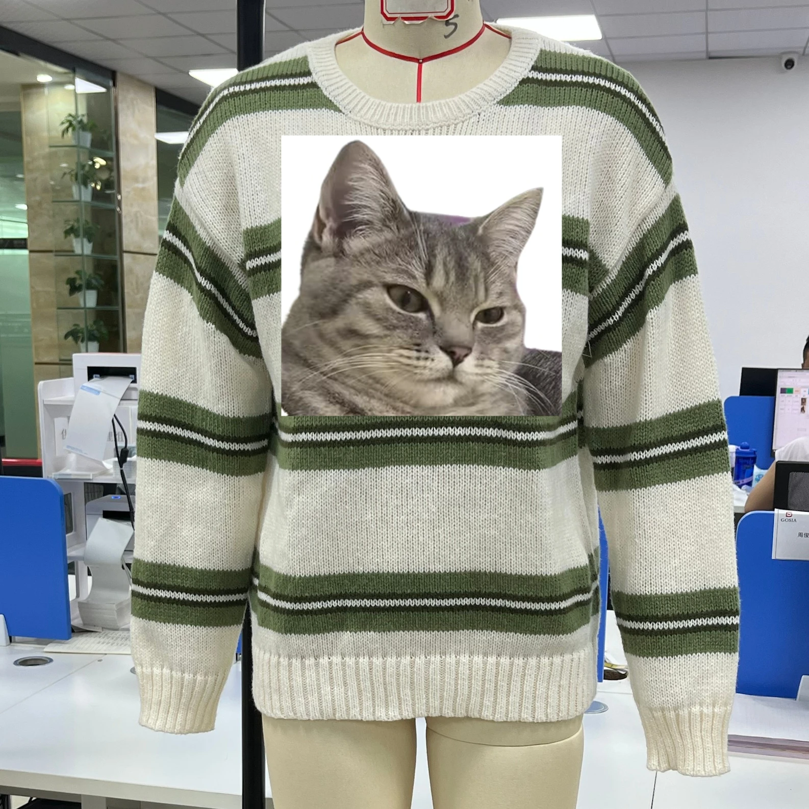 

Comfy Warm Long Sleeve Pullover Basic Knitwear Women Cute Crew Neck Sweaters Casual Striped Print for Fall Streetwear