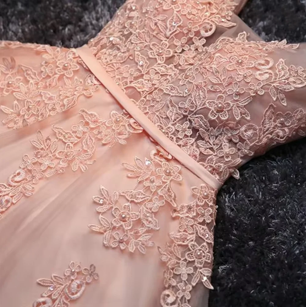 

2025 Blush Pink Mini Short Homecoming Dresses Cocktail Dress V Neck Appliques Tulle Knee Length Prom Party Gowns