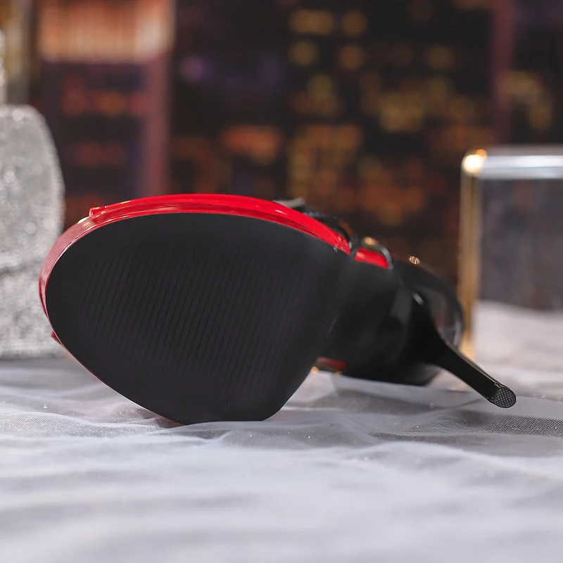 Eilyken جديد مثير ملهى ليلي حفلة زقزقة اصبع القدم النساء الصنادل مصمم الجوف خارج منصة المتطرفة رقيقة أحذية عالية الكعب #5