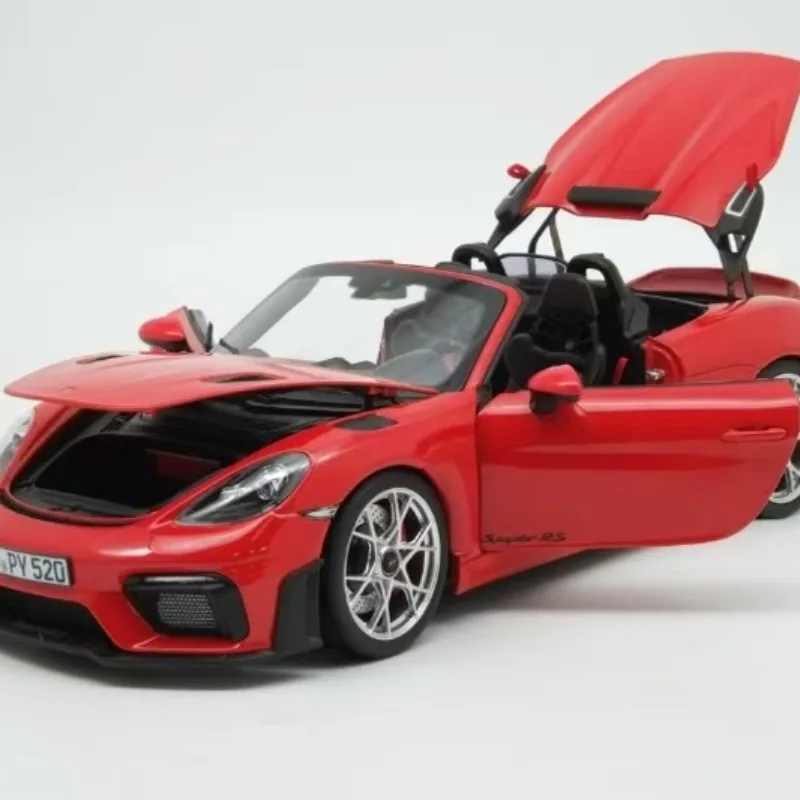 재고 있음 1:18 718 스파이더 RS 2023 다이캐스트 시뮬레이션 합금 자동차 모델, 소년 장난감, 성인 수집용 장식품.