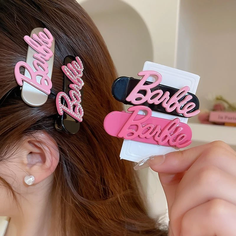 Barbie Cartoon Animation Creative Letter Rhinestone High-Value Girl Side Clip Forehead Bangs Clip Hairpin Fashion Trend Gift