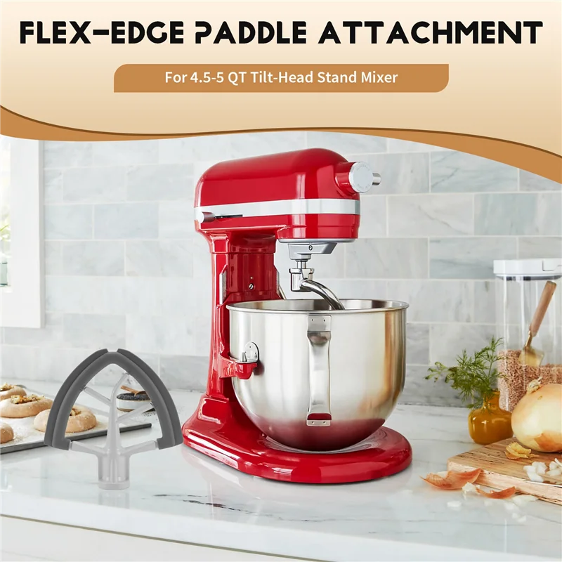 A97G Flex-Edge Paddle Attachment For Kitchenaid 4.5-5 QT Tilt-Head Stand Mixer Replacement Silicone Beater Bowl Scraper Blade