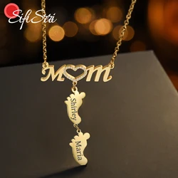 Sifisrri Personalized Custom Name Necklace For Women Engrave Family Stainless Steel Mother Kids Link Chain Unisex Jewerly Gifts