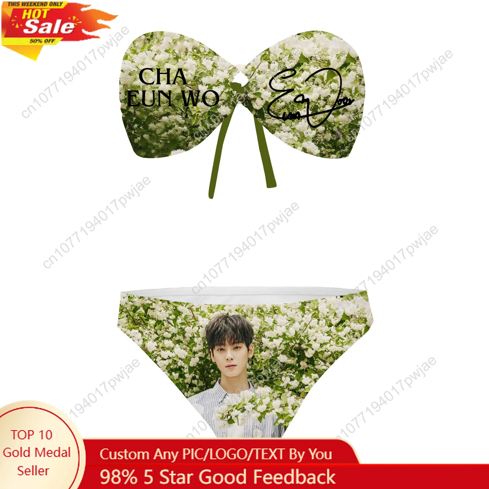 

KPOP Cha EunWoo Strapless Swimsuit Womens Bathing Suits Fashion Swimwear Pool Party Beach Sexy Bikini Customize Beachwear