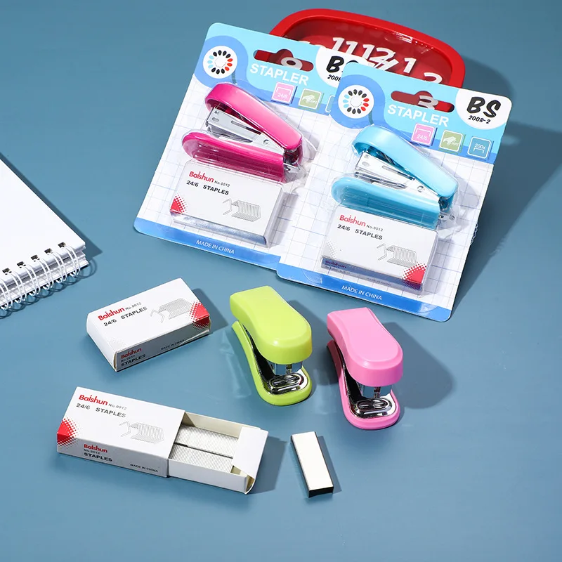 Portable Cute Mini Stapler With Staples 24/6 Student Office Small Stapler Card Set Kids Office School Supplies Prize Stationery