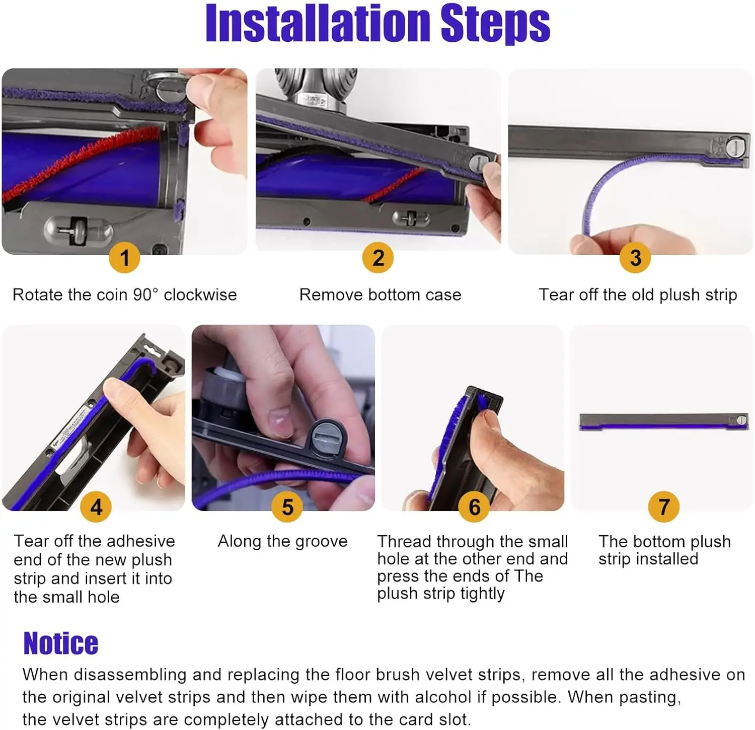 ملحقات خطوط قطيفة ناعمة لقطع غيار المكنسة الكهربائية دايسون V6 V7 V8 V10 V11 V15
