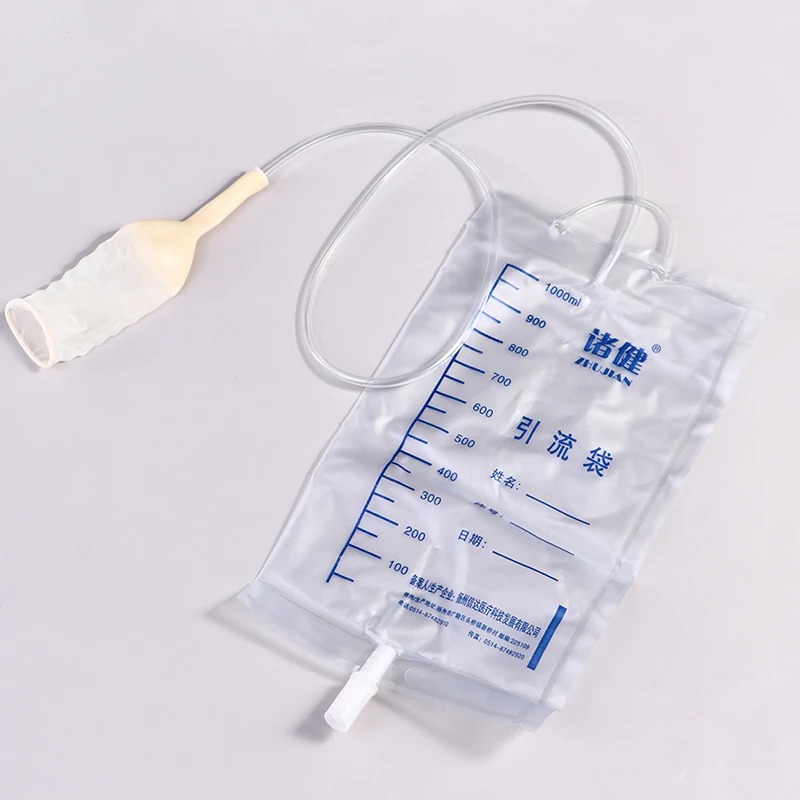 5P Medical Latex Sleeve Type Urine Bag Male Drainage Catheter Bag 1000ML Urine Collector Bag Holder Bed Incontinence Urinal Pee