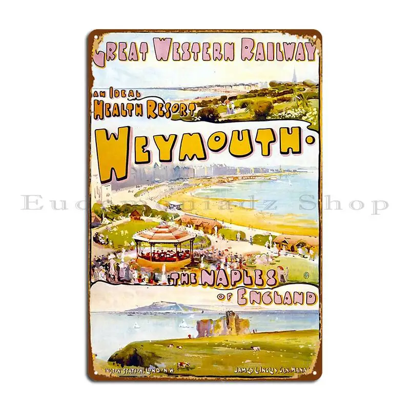 Weymouth Vintage Travel Poster Metal Sign Wall Mural Plaques Customized Pub Decoration Tin Sign Poster