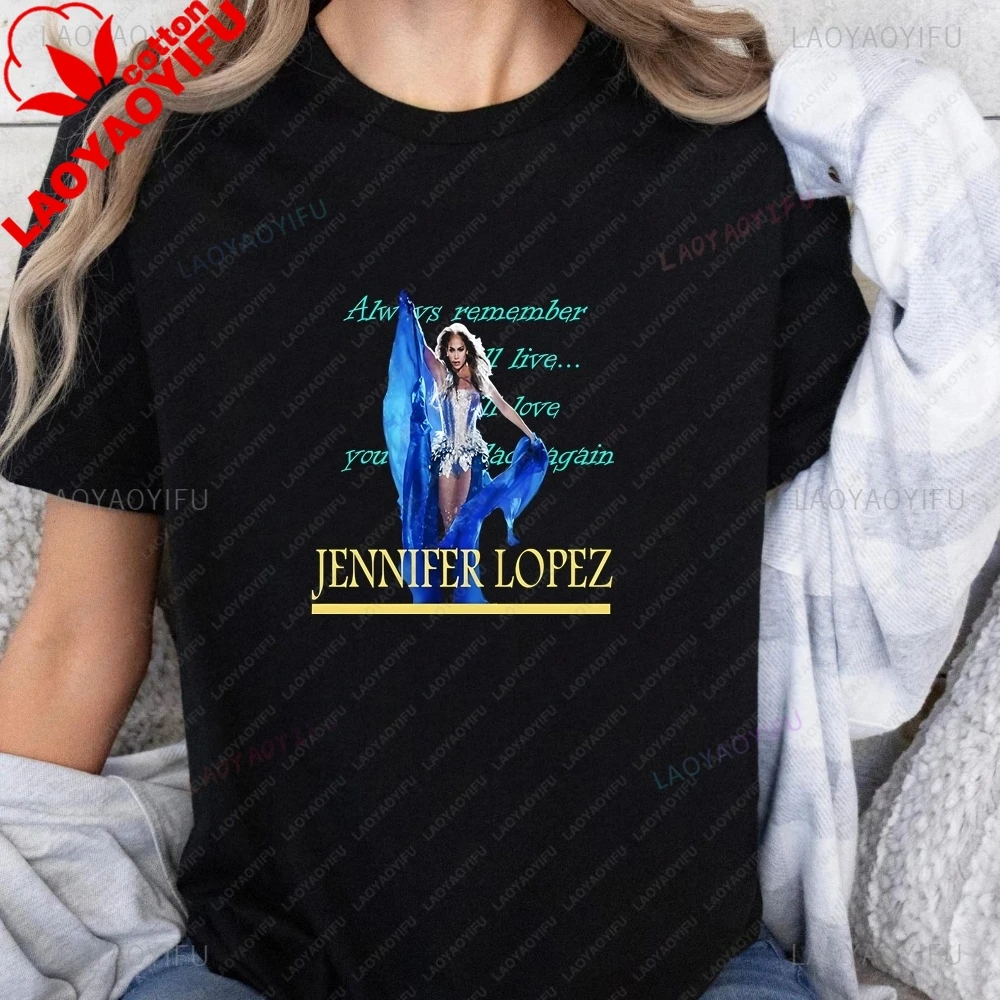 Camiseta Retro con Estampado de la Cantante JENNIFER LOPEZ, Estilo Neutral, Tendencia Harajuku, Manga Corta, Unisex, Camiseta Gráfica Extra Grande