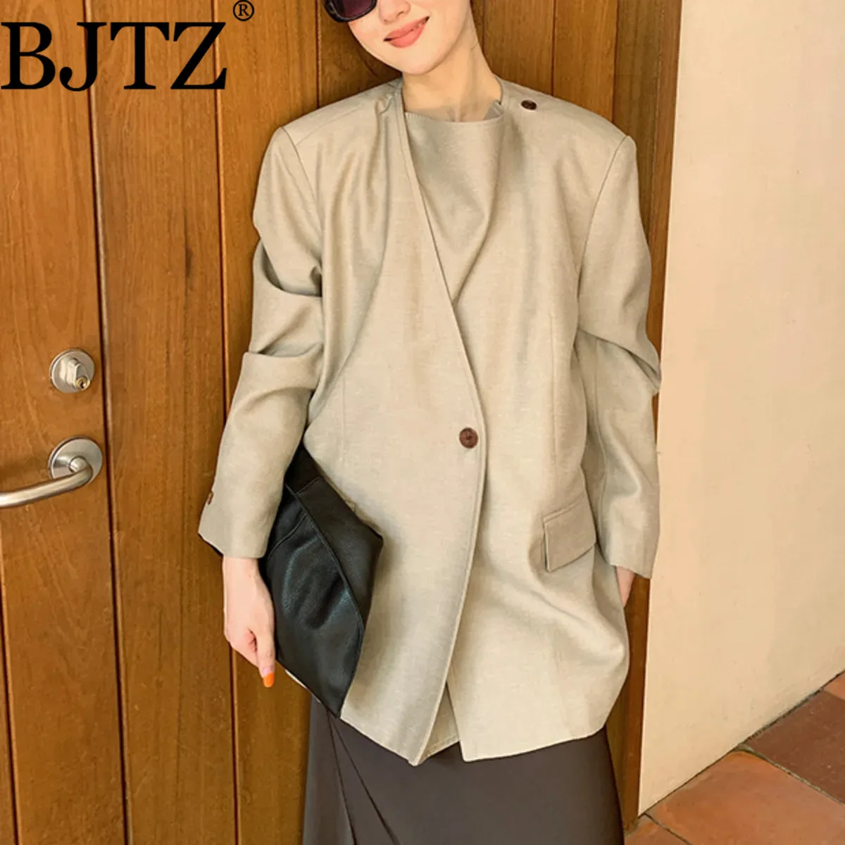

BJTZ Oversize Loose Woman's Jacket 2025 Spring Autumn New Fashion Designer Collar Trendy Female Blazer Outerwear