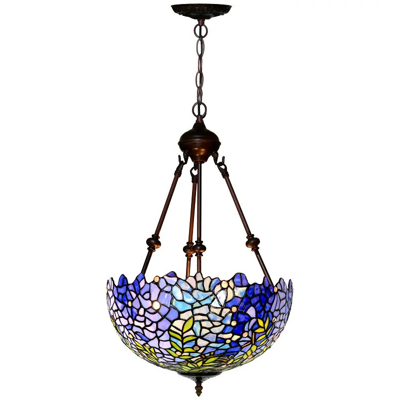 Wisteria Flowers Dining Table Foyer Chandelier Luxury Country Vintage Glass Restaurant Suspension Pendant Drop Light D52304