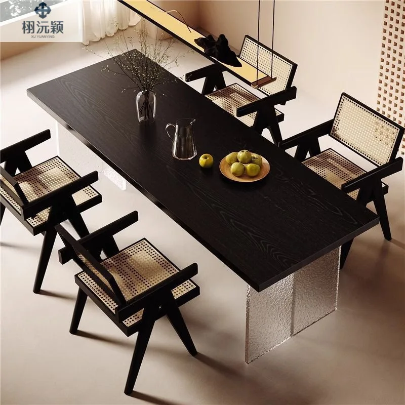 Modern Solid Wood Acrylic Floating Desk Nordic Wabi-sabi Style Living Room Office Desk Designer Bedroom Home Furniture FYFD