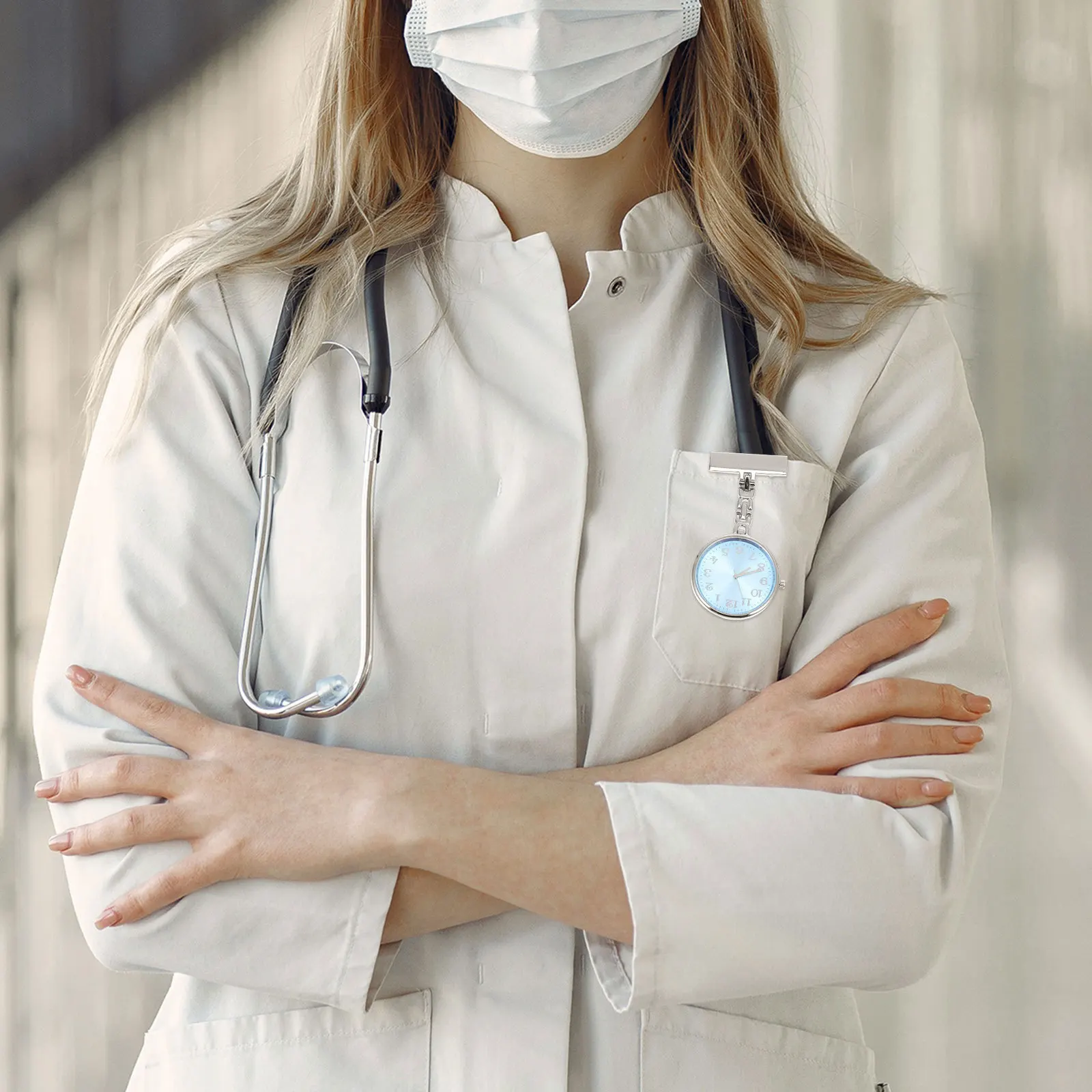 ساعة معلقة على شكل قلادة للممرضات كوارتز ساعة جيب لموظفي العيادة مقاومة للماء بتصميم بسيط للأطباء والعاملين الطبيين #6