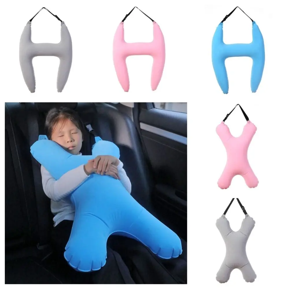 Self Inflatable Car Sleeping Pillow for H-Shape X-Shape Head Support Car Seat Safety Neck Pillow Comfortable Portable