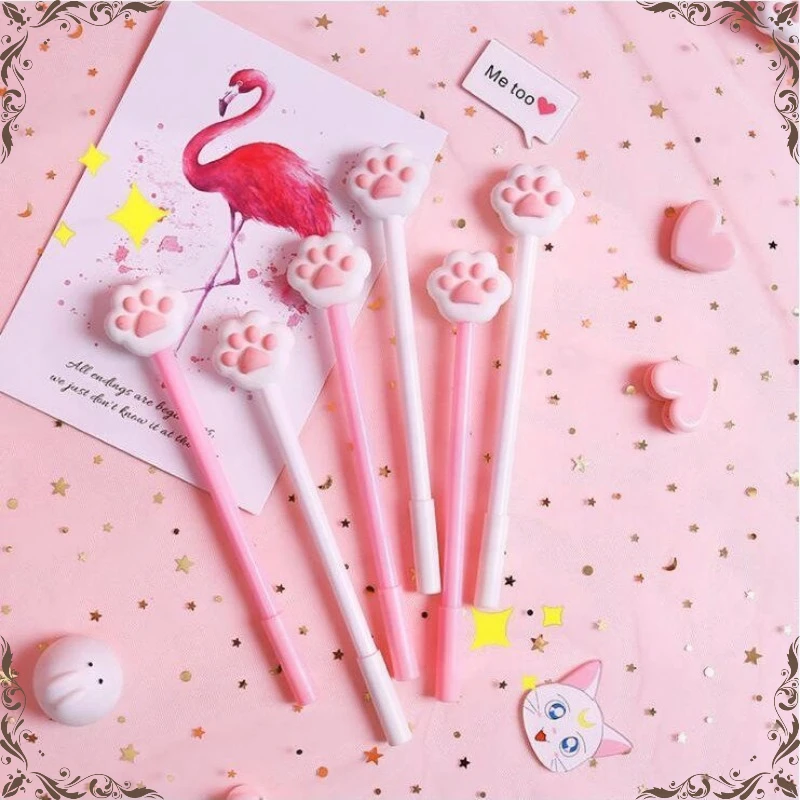 

Wholesale Cute Cat Feet Shape Neutral Pens Set Student Learning Supplies Writing Tools Kids School Supplies