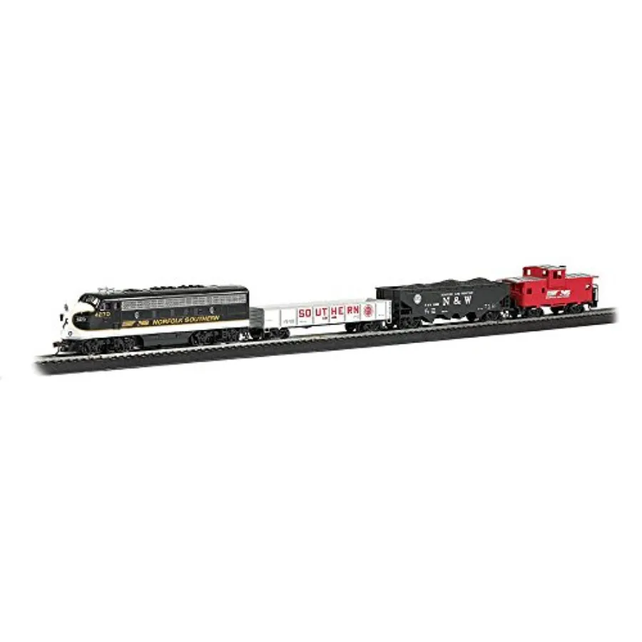 

HO scale electric train set for model railroading, plastic and metal construction, gray and red color scheme, ready-to-run conv