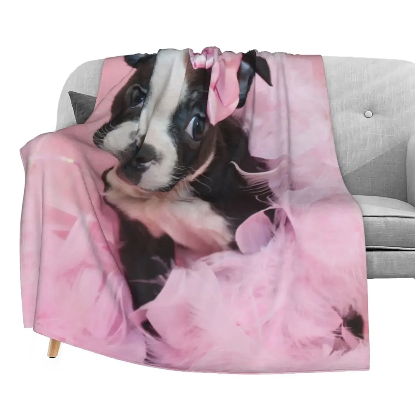 Boston Terrier Blanket Soft Cozy Boston Terrier Cute Puppy Dog Throw Blanket for Kids Girls Women Adults Boston Dog Lover Gifts