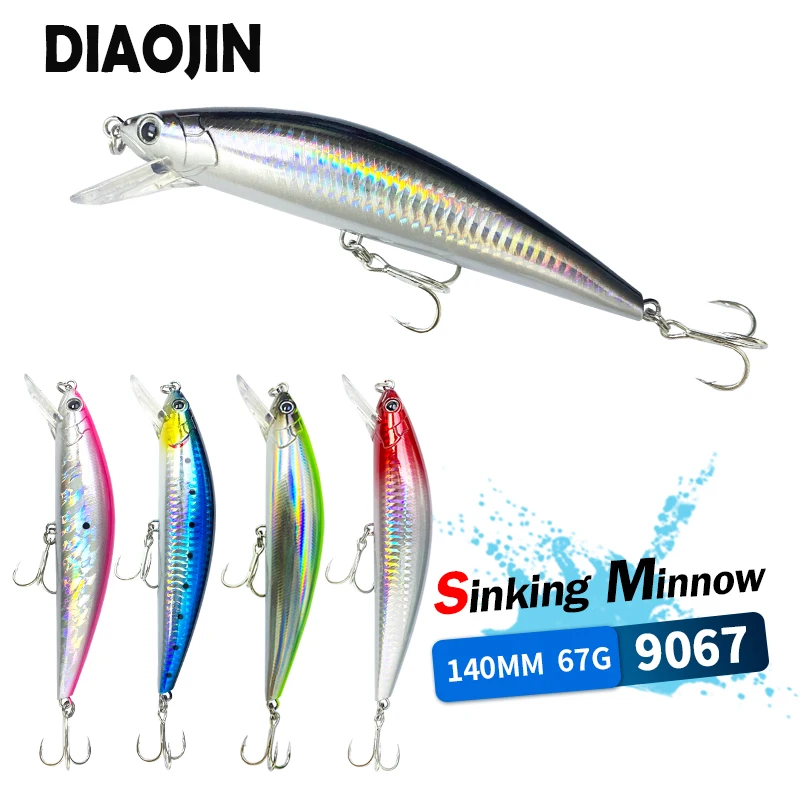 Sinking Heavy Minnow Lure 67g 140mm Super Long Casting Hard Lure Winter Artificial Fishing Baits Wobblers Seabass Fishing Lures