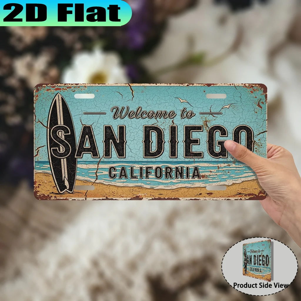 2D Flat, 1pc, San Francisco San Diego 30x15cm Vintage Aluminum Sign, for Decorative Purposes Only, New Year Gift