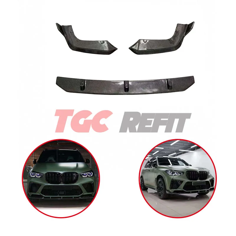 

Carbon Fiber V Style Front Bumper Chin Lip Spoiler Lips Protection Cover Trim Kit For BMW X5M F95 Splitters Body Kit