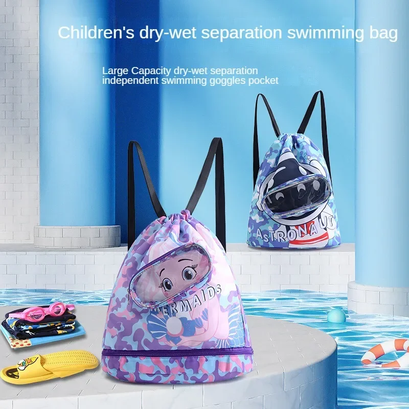 Children Swimming Backpack Bag Wet Dry Separation Sport Wash Gym Bags Boys Girls Beach Waterproof Kids Swim Storage Backpack Bag