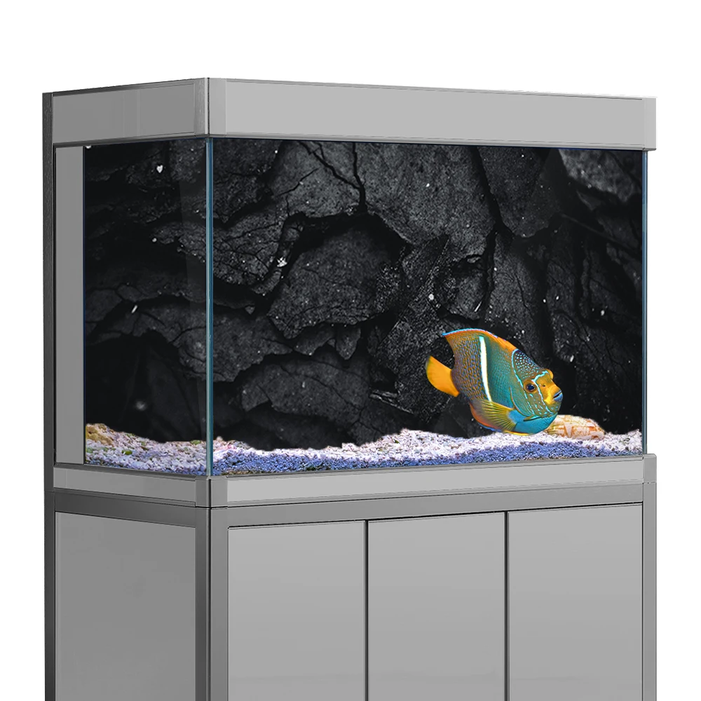 

Aquarium Background Sticker, Rock Stone Marble Wall HD Printing Wallpaper Fish Tank Backdrop Decorations PVC