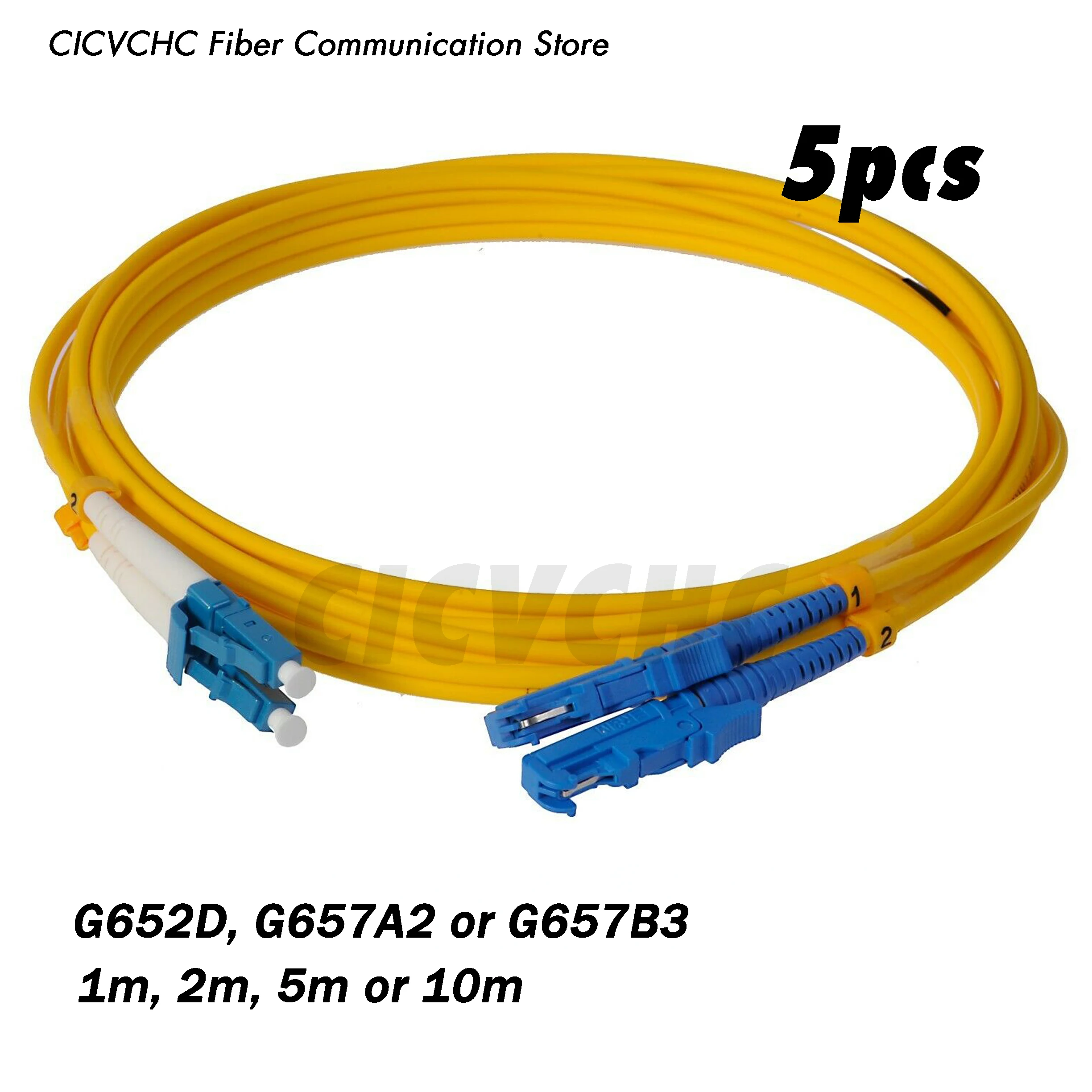 

5pcs Duplex LSH/UPC(E2000) -LC/UPC G652D G657A2 3.0mm 1m, 2m, or 5m Optical Fiber Patchcord/Jumper