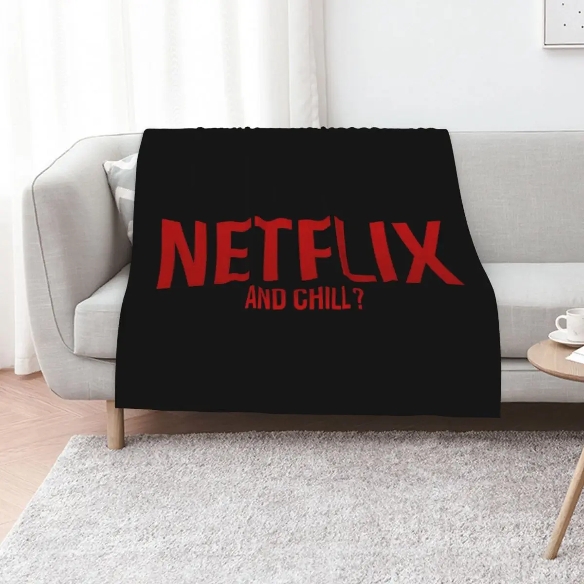 Netflix and chill Throw Blanket funny gift Bed linens cosplay anime Multi-Purpose Luxury St Quilt Blankets