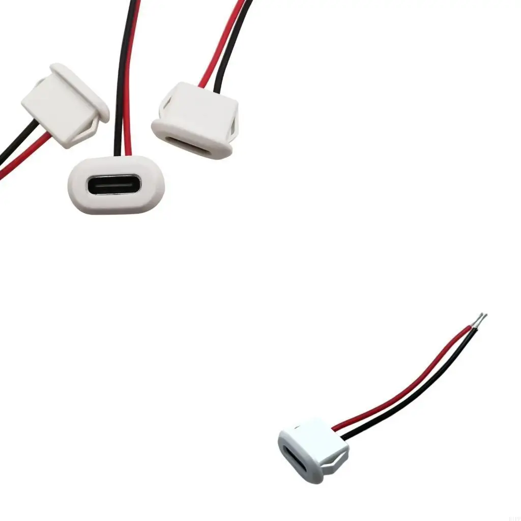 E1PF 1PX5 2 Pin USB Connector Type-C Female with 2.0 Terminal Type C High Current Fast Charging Port w/ Welding Wire