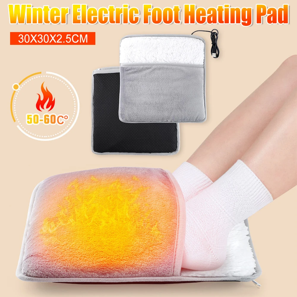 

Electric Heated Foot Warmer Wearable Winter Soft Feet Heating Pad USB Heating Warming Slipper Winter Thermal Pad For Office Home