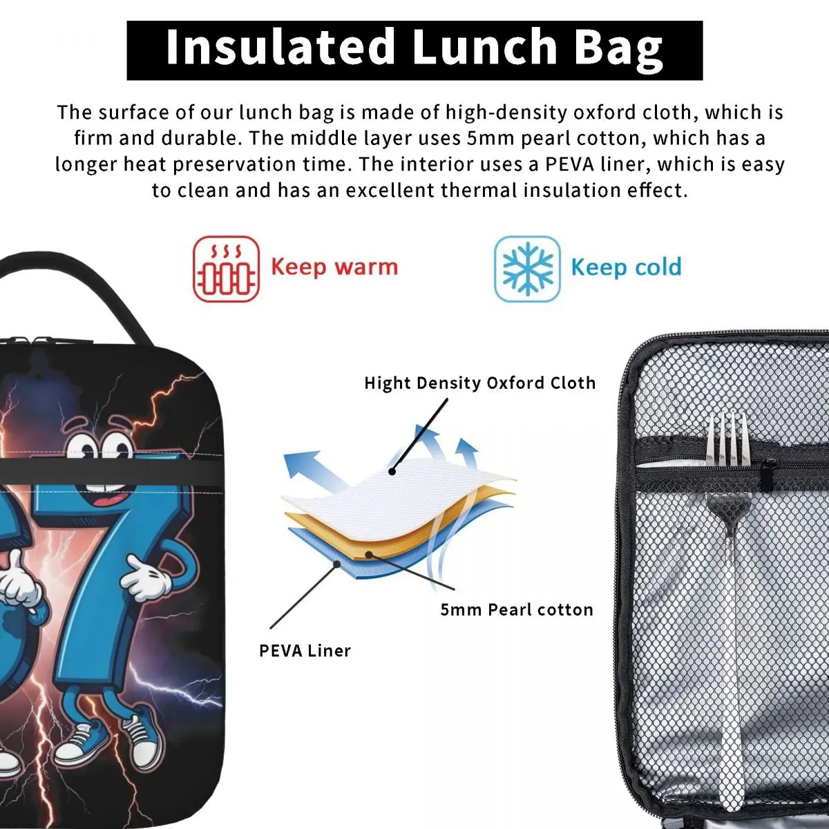 Custom Brainrot 67 Six Seven Insulated Lunch Bag for Women Portable Italian Gaming Meme Thermal Cooler Lunch Tote School view 4